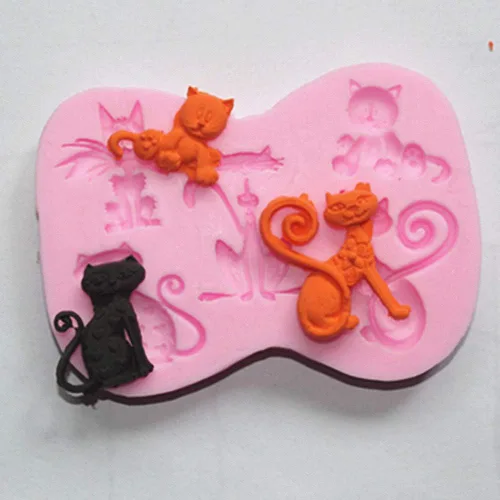 Vista 5 de Molde de silicona con forma de gato pequeño, molde de pasta de goma para gatito, chocolate, caramelo, magdalena, herramientas de decoración