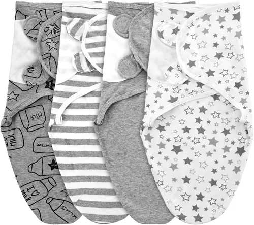 Vista 10 de Newwiee 4 piezas de envoltura para envolver al bebé prematuro ajustable, manta de algodón para envolver al bebé prematuro para recién nacidos, niños
