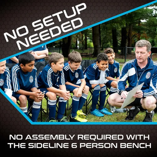 Vista 4 de Franklin Sports Sideline - Banco de equipo plegable para 6 personas para sentarse, fútbol + equipo deportivo, banco plegable para 6 sillas