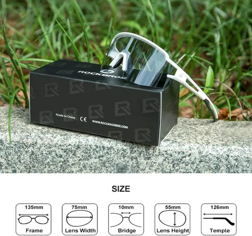 Vista 7 de ROCKBROS Gafas de sol polarizadas con protección UV con gafas de sol deportivas fotocromáticas