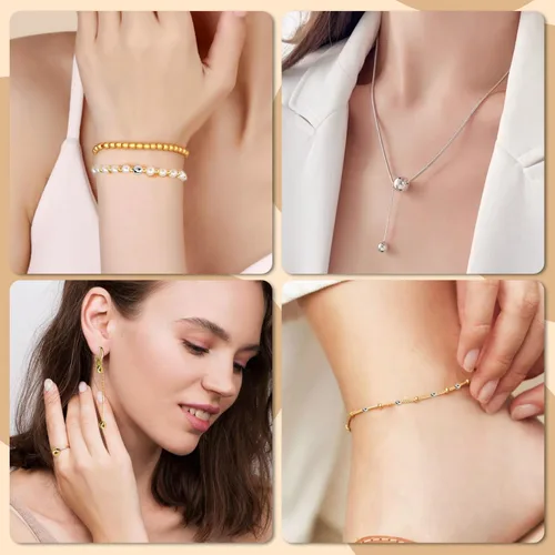 Vista 7 de 300 cuentas rellenas de oro de 18 quilates para hacer joyas, cuentas redondas de pulsera, oro de 0.118 pulgadas, latón, suministro hecho a mano