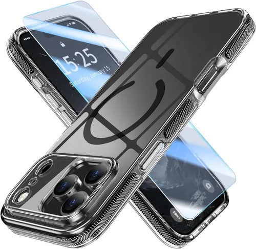 Vista 27 de MILPROX Compatible con iPhone 16 Pro Funda – con protector de pantalla – Compatible con MagSafe – Diseño magnético claro transparente – Que no se