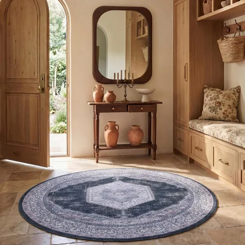 Vista 10 de SAFAVIEH Tucson Collection - Alfombra lavable de 2 pies 6 x 8 pies, color negro y beige, antideslizante, ideal para zonas de alto tráfico en sala