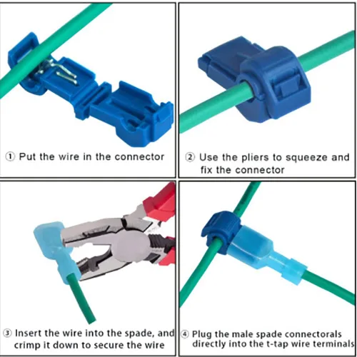Vista 3 de 60 piezas de 30 pares de conectores de cable en T, terminales de cable eléctrico de empalme rápido de 22-10 AWG, kit surtido de terminales de pala