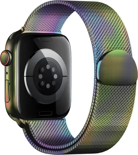 Vista 15 de QOKNUL Compatible with Apple Watch Bands for Women Men Stainless Steel Negro