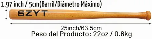 Vista 6 de Bate de béisbol de madera de 25 pulgadas, 29 pulgadas, 33 pulgadas, bate de sóftbol de defensa propia, defensa del hogar, amarillo ligero