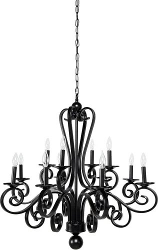 Vista 9 de Deco 79 Lámpara colgante grande moderna de metal negro con brazos enrollados, 35 x 35 pulgadas
