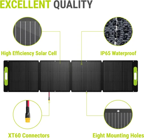Vista 8 de Newpowa Kit de panel solar portátil de 200W con estuche de soporte ajustable, panel plegable de 200 vatios 12 voltios + controlador MPPT de 20A +