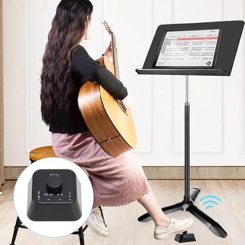 Vista 7 de Page Turner - Pedal giratorio de página de música recargable, Bluetooth, compatible con iOS, Android, sistema (negro)