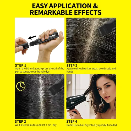 Vista 6 de Gowwim Root Touch Up - Tinte para el cabello, tinte temporal para raíces grises, negro, 0.68 onzas