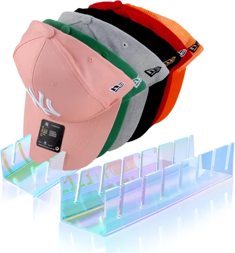Vista 8 de Soporte para sombreros de béisbol, paquete de 2 sin instalación, organizador de sombreros acrílico para 14 gorras de béisbol, organizador