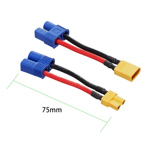 Vista 2 de XT30 a EC3 Adaptador Conector Macho Hembra para RC FPV Drone Coche Cargador de Batería Lipo NiMH ESC (Paquete de 4) Adecuado para RC FPV Drone Car