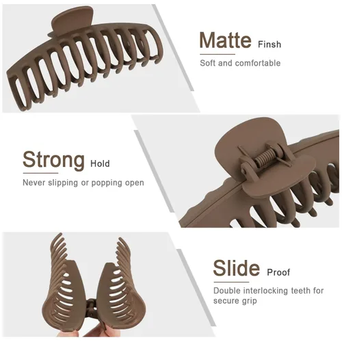 Vista 4 de MAORULU Pinzas para el cabello con garra mate extra grandes para cabello grueso, 5.25 pulgadas, para mujeres y niñas, paquete de 4