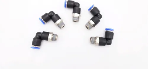 Vista 14 de Accesorio de Conexión por Empuje 1/2" Tubo OD x 1/2" Rosca Macho NPT, Codo Neumático Macho para Línea de Aire y Agua de 90 Grados con Giratorio