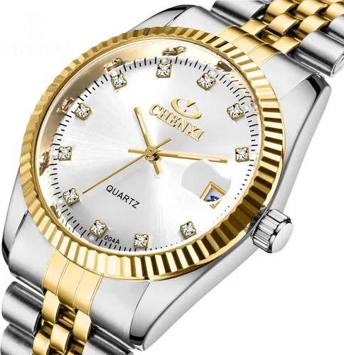 Vista 7 de MASTOP Relojes de cuarzo de lujo para mujeres y hombres y parejas, con calendario, deportivos, impermeables, de acero inoxidable para amantes