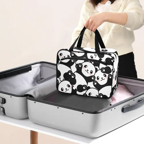 Vista 8 de Neceser para mujer, organizador de maquillaje de viaje con gancho para colgar, bolsas de cosméticos para mujeres y hombres, bolsa de viaje