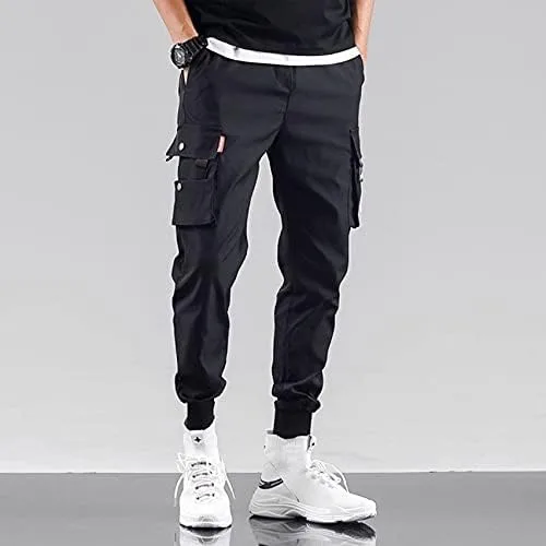 Vista 2 de Streetwear - Pantalones de hip hop, pantalones tipo cargo, pantalones deportivos, casuales, para hombres, parejas, mujeres, unisex