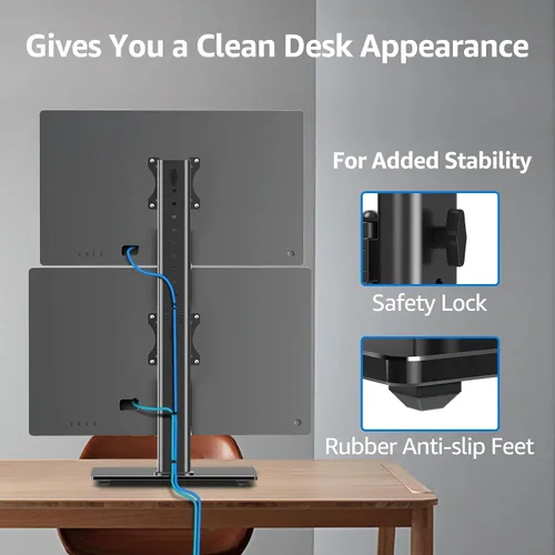 Vista 7 de MOUNTUP Soporte Vertical para Monitor Dual, Apila Dos Pantallas de hasta 32 Pulgadas, 14.9 Kg, Soporte de Escritorio Independiente para Monitor
