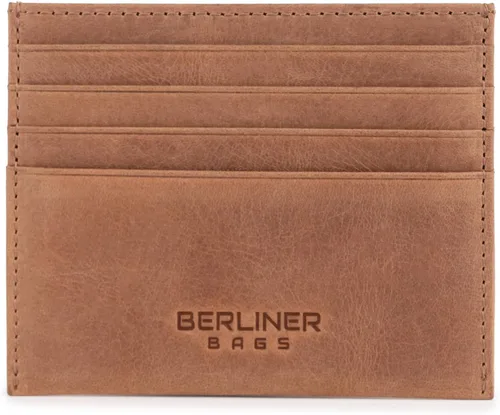 Vista 13 de BERLINER BAGS Funda de piel prémium para tarjetas, tarjetero con bloqueo RFID para hombres y mujeres, Negro -, Minimalista