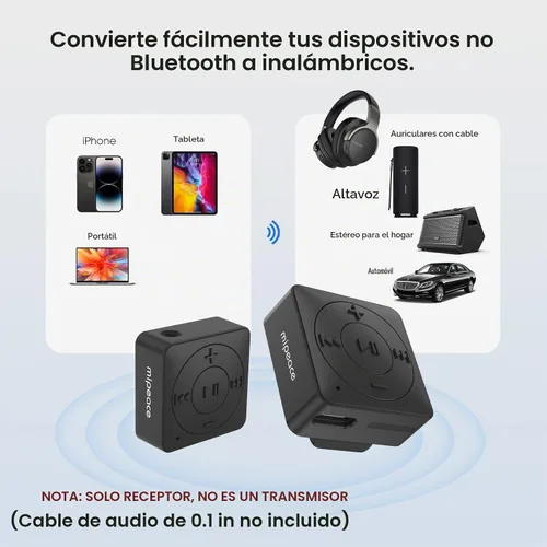 Vista 2 de MIPEACE Adaptador Bluetooth para auriculares con cable, auxiliar de 0.1 in