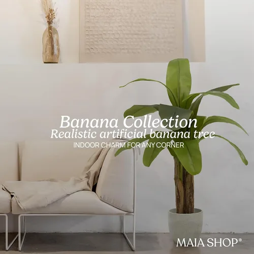 Vista 6 de Maia Shop - Árbol de plátano artificial, 4 pies, maceta negra incluida Banana