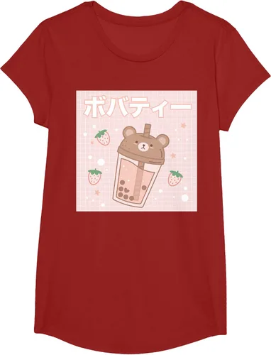 Vista 40 de Camiseta estética Kawaii con diseño de oso lindo y té con leche burbuja, talla S Blanco