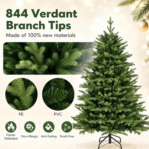 Vista 4 de COSTWAY Árbol de Navidad artificial de 5 pies con 11 modos de iluminación