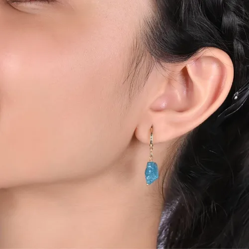 Vista 10 de Gempires Handmade Gemstone Hoop Earrings Raw Crystal Dangle Jewelry Hypoallergenic Gold Plated Lightweight Elegant Jewelry Gifts For Women