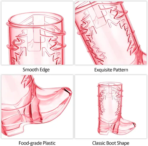 Vista 3 de 24 vasos de plástico para botas vaqueras de 1 onza, tazas de cerveza de plástico occidental, tazas reutilizables para botas de vaquero para vaquera