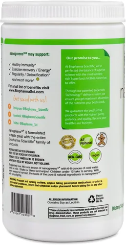 Vista 2 de Producto para preparar bebida Biopharma Scientific NanoGreens 10, 12.7 onzas., NANOG, Verde, 1, 1