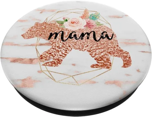 Vista 2 de Mama Bear Rose Marble - Soporte para teléfonos y tabletas, diseño geométrico de acuarela, color rosa