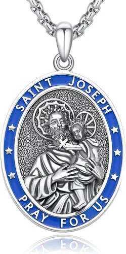 Vista 45 de Collar de amuleto de medalla de San Patrono de plata/oro de 14 39A-St Peregrino-Plata
