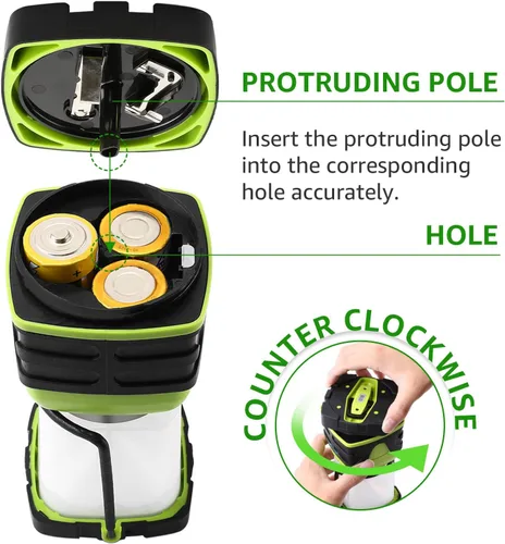 Vista 8 de Lepro Linterna LED de campamento de 1500 lúmenes, luz verde para tienda de campaña con 4 modos de luz, esenciales para camping, linterna impermeable