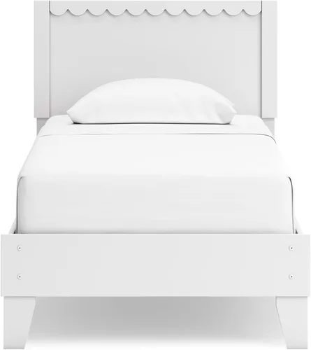 Vista 9 de Signature Design by Ashley Hallityn - Cama de plataforma casual de doble panel, no necesita base o somier, color blanco