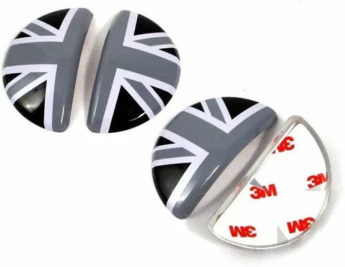 Vista 2 de ATEX Pegatinas de la cubierta de Union Jack negro/gris para Cooper MK2 R60 R61 Countryman manija de puerta