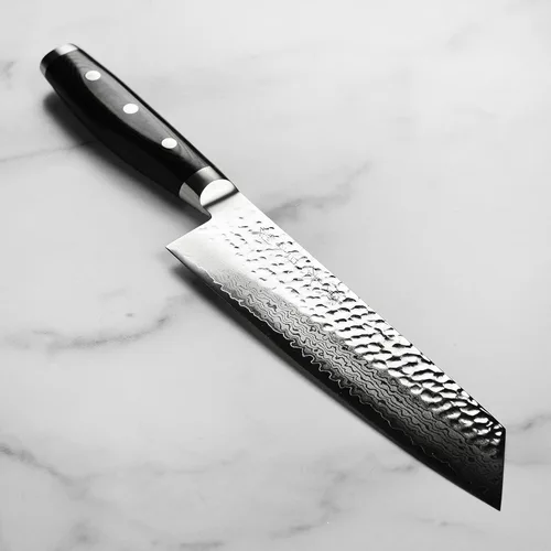 Vista 5 de Enso Cuchillo Kiritsuke de Damasco martillado HD de 8 pulgadas
