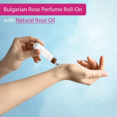 Vista 3 de Perfume de rosa búlgara roll-on con aceite de rosa natural, sin alcohol, fragancia aromática natural, perfume unisex, perfecto para todos, 0.3 fl oz