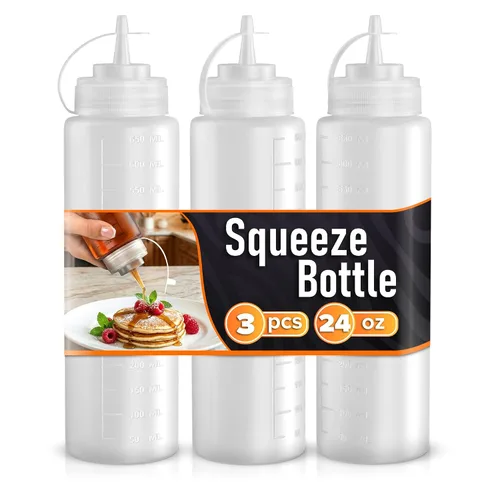 Vista 22 de BURIUS Paquete de 6 botellas pequeñas de 4 onzas para líquidos, botellas transparentes para condimentos exprimibles para salsas, salsa de tomate