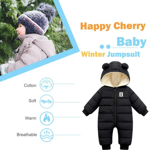 Vista 5 de Happy Cherry Baby Snowsuit Winter Coat Warm Hoodie Romper Puffer Jacket
