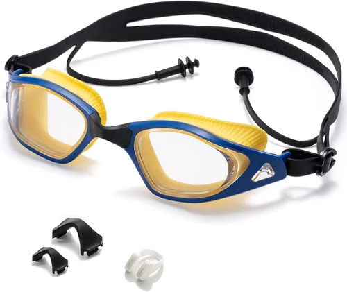 Vista 11 de Gafas de natación, visión súper clara, gafas de natación para adultos, adecuadas para todo tipo de programas de natación Negro Blanco