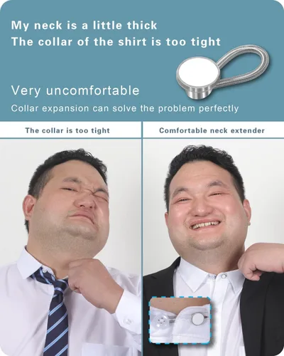 Vista 2 de Extensor de botón de cuello de camisa de 18 piezas: extensor de botón de cuello para camisa de vestir para hombre, cómodo expansor de cuello