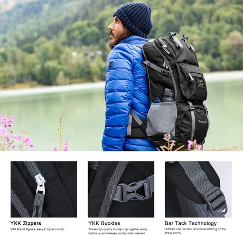 Vista 6 de Mochila de senderismo de 40 L de Mountaintop, mochila ligera de viaje para hombres y mujeres, mochila para acampar al aire libre y hacer senderismo
