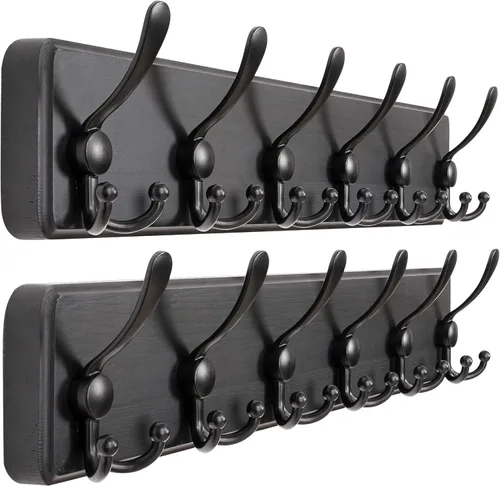 Vista 27 de Dseap Perchero de Pared Montado - 5 Ganchos Triangulares, Resistente, Perchero de Pared de Madera para Abriggos, Sombreros, Chaquetas, Ropa, Negro