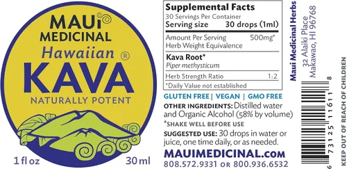 Vista 4 de Raíz de kava hawaiana naturalmente potente 1 oz. Extracto