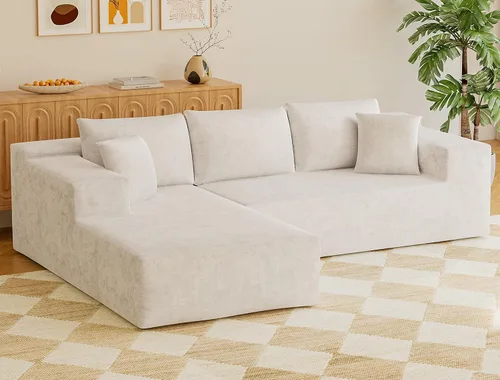 Vista 8 de VICTONE Sofás seccional de 108” Cloud, sofá modular sin huesos en forma de L con asiento profundo, sofás tapizados de comodidad moderna para sala