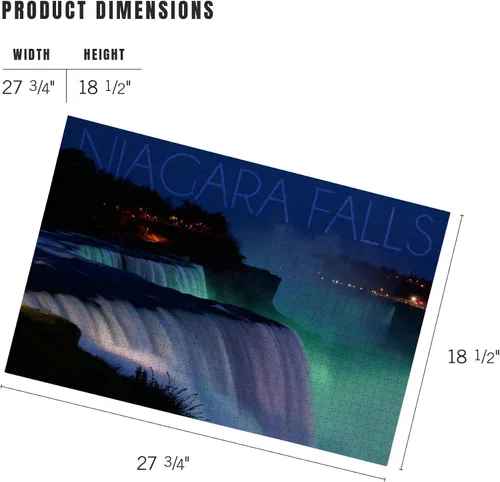 Vista 5 de Niagara Falls, Falls and Green Lights at Night (1000 Piece Puzzle, Challenging Jigsaw Puzzle for Adults, Made in USA)