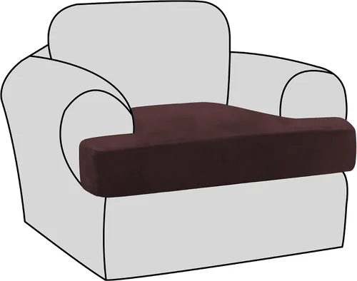 Vista 30 de H.VERSAILTEX Fundas de terciopelo elástico para silla con cojín en forma de T para sala de estar, funda de sofá, funda de asiento con cojín
