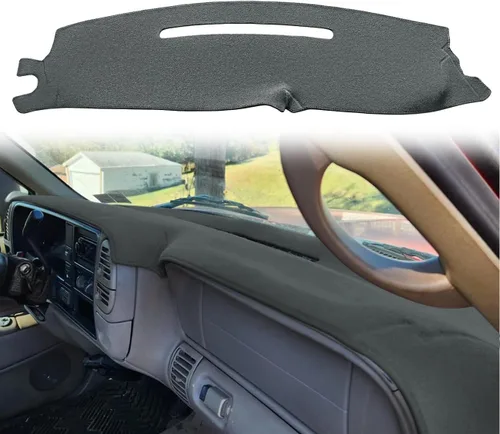 Vista 12 de Cubierta de tablero compatible con Chevy Chevrolet Silverado 1500 LT/WT 2500HD 3500HD 2007-2013, alfombra de tablero de GMC Sierra 2007-2013