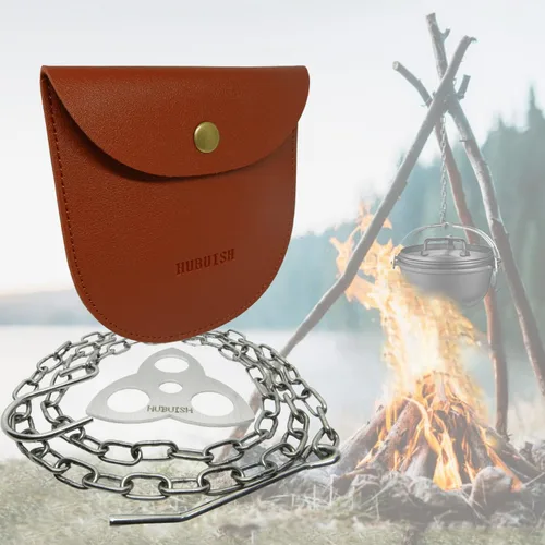 Vista 9 de Accesorios para tablero de trípode de campamento: convierte las ramas en parrilla trípode para fogata para cocinar, equipo y equipo de campamento