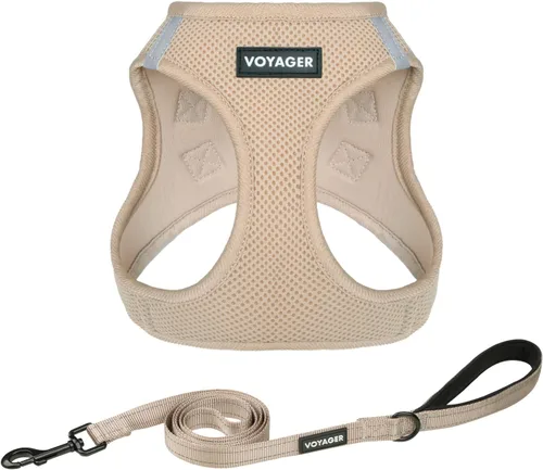 Vista 22 de Arnés de malla Voyager Step-in Air para todo clima y correa reflectante para perro de 5 pies, combo con mango de neopreno, para cachorros de razas